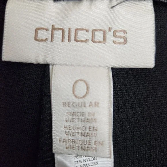 CHICO'S‎ Abbey Pieced Black Faux-Leather Front Knit Pants Elastic Women's SZ S/4 - Picture 9 of 15
